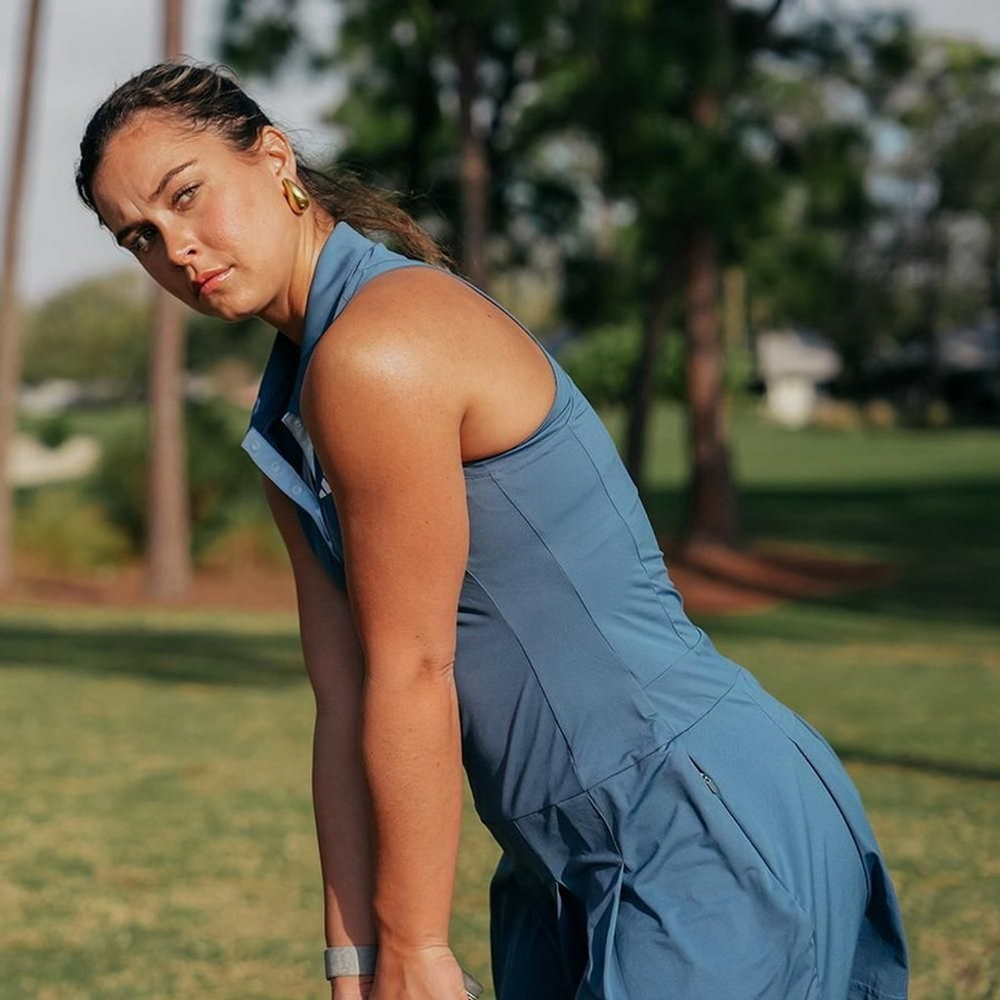 Adidas Ultimate365 Tour Pleated Dress, Blue, XS